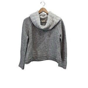 Anthropologie Sleeping on Snow Cowl Neck Wool Sweater Size M Gray Turtle Neck